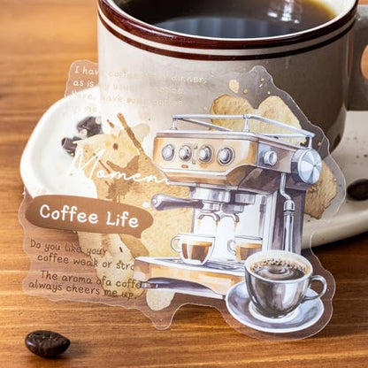 Coffee Aesthetic PET Stickers, 60 Pcs Large Collage Ephemera for Scrapbooking, Journaling, DIY Crafting, and Art Supplies - color: Today Coffee