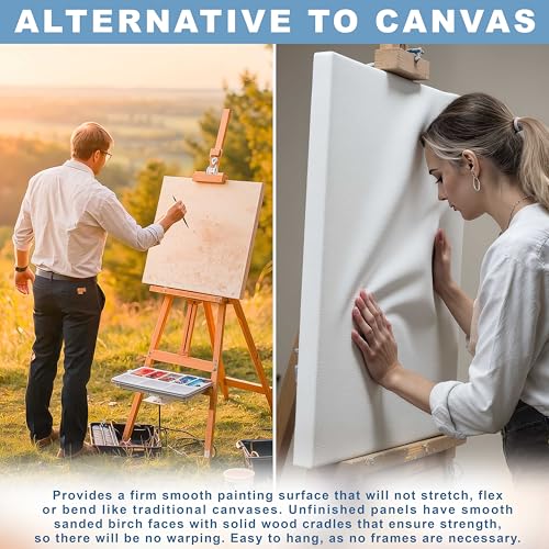 U.S. Art Supply 16" x 16" Unfinished Cradled Wood Panels for Painting, Studio 3/4" Deep (2 Pack) - Artist Depth Birch Wooden Wall Canvases - Mixed-Media Craft, Acrylic, Oil, Encaustic, Paint Pouring - size: 16" x 16", style: Square