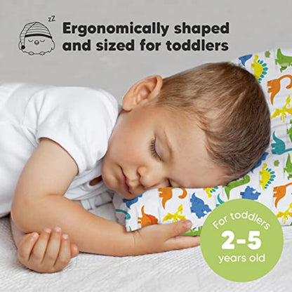 Toddler Pillow with Pillowcase, 13x18 My Little Dreamy Pillow (Happy Dino) - color: Happy Dino