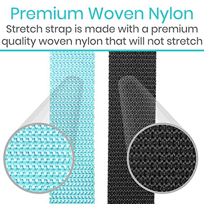 Vive Stretch Strap (75" - 10 Loops) - Leg Stretch Band to Improve Flexibility - Stretching Out Yoga Strap - Exercise and Physical Therapy Belt for Rehab, Pilates and Gymnastics with Guide Book - color: Teal