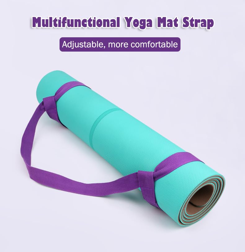 AKOAK Adjustable Yoga Mat Strap, Multi-purpose Strap, Durable Yoga Mat Carrying Strap (Excluding Yoga Mat), Pack of 1 - color: Purple