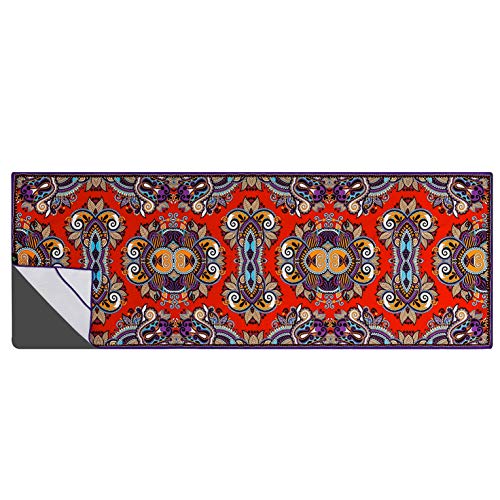 Heathyoga Non Slip Hot Yoga Towel, 100% Microfiber Non Slip Yoga Mat Towel for Hot Yoga, Pilates and Fitness, Exclusive Corner Pockets Design + Free Spray Bottle - color: Ancient Secret