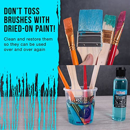 U.S. Art Supply Brush Cleaner and Restorer, 4 Ounce Bottle | Cleans Paint Brushes, Airbrushes, Art Tools - Cleaning Solution to Remove Dried On Acrylic, Oil and Water-Based Paint Colors - size: 4 Fl Oz (Pack of 1)