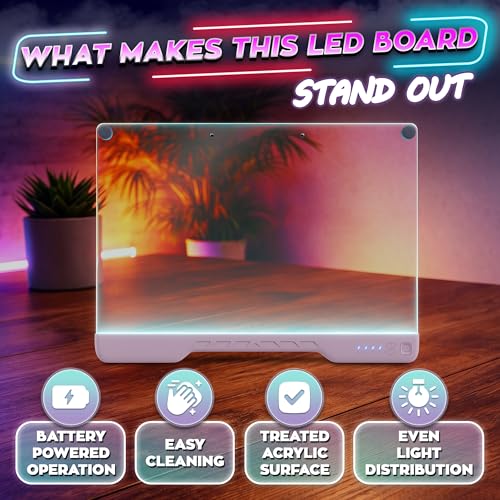 Upgraded 16-Inch LED Drawing Board Rechargeable – 7 Colors, 10 Lighting Effects, Adjustable Brightness – Acrylic Light Board for Tracing with Stand, Markers & Complete Set - style: Pink