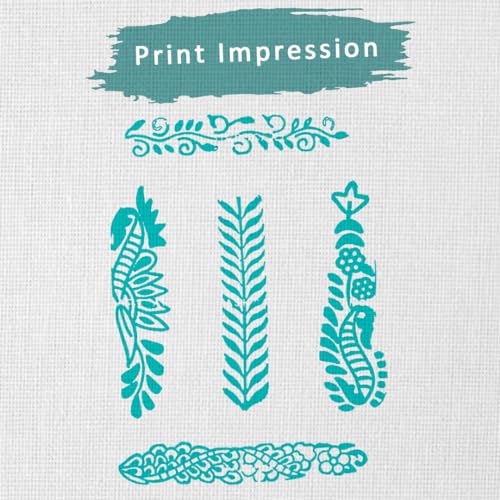 Pottery Printing Blocks - Stylish Border Pattern Wooden Stamps (Set of 5) Floral Wooden Stamps for Card Making Scrapbooking and Crafts HASHCART®