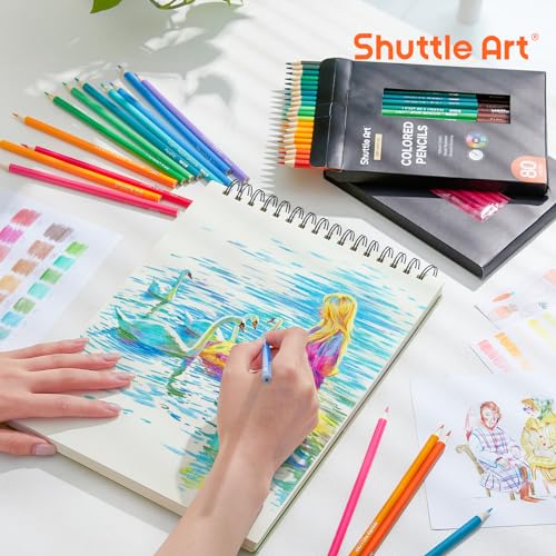 Shuttle Art 80 Colored Pencils, Colored Pencils for Adult Coloring, Soft Core Color Pencil, Drawing Supplies for Adults Kids Artists Beginners Drawing Coloring Sketching - color: 80 Colors