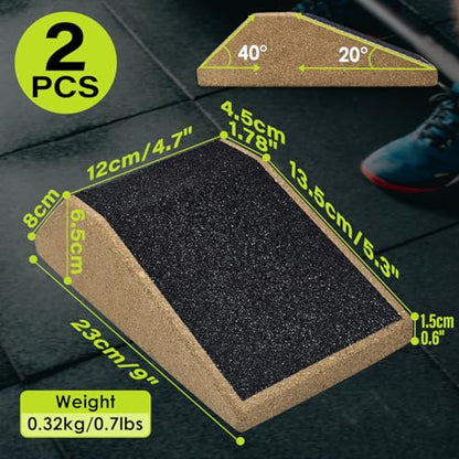 2Pcs Cork Squat Wedge Block, Non-Slip Slant Boards, Ramp Platform for Elevate Heels and Squat Support