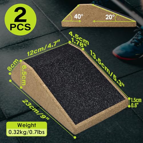 2Pcs Cork Squat Wedge Block, Non-Slip Slant Boards, Ramp Platform for Elevate Heels and Squat Support