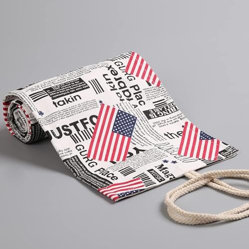 DIYOMR 12/24/36/72 Slots Pencil Wrap Pencil Rolls, Artist Colored Pencils Roll Up Bag Short Brushes Pouch Case Pencils Organizer for Drawing Coloring and Sketching, No Pencils (Flag, 12slots) - color: Flag, size: 12slots