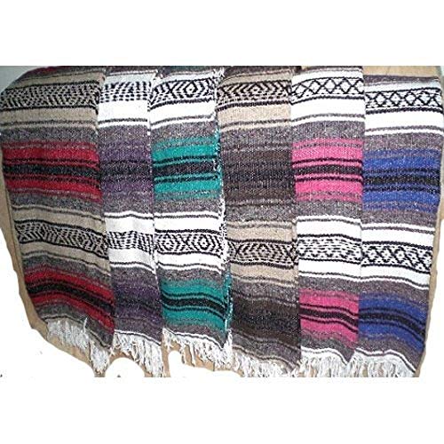 Sanyork Yoga Blanket Hand Woven Authentic Mexican Falsa Assorted Random Color 50" x 74"