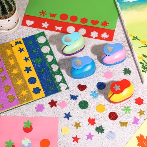 Harloon 10 Pcs Craft Hole Punch Shapes 1 Inch Paper Punch Hole Mix Shapes Cutters for Paper Crafting Scrapbooking Office Supplies(Classic) - style: Classic