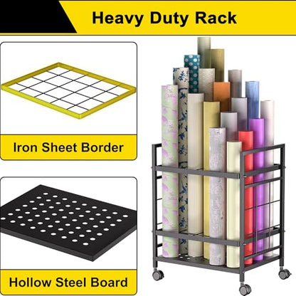 Blueprint Storage Rack, Blueprint Holder with Wheels, Used for Storing Blueprint/Carpet/Map/Poster/Architectural Construction Plan, 20 Slots(3.2" x 3.2"), Silent Wheel for Home, Office, School(Black) - style: 20 Slots - Black