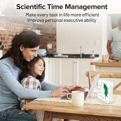 Secura 7.5 Inch Visual Timer, 60 Minute Oversize Visual Countdown Timer for Kids and Adults, Durable Mechanical Time Management Tool (Green) - color: Green