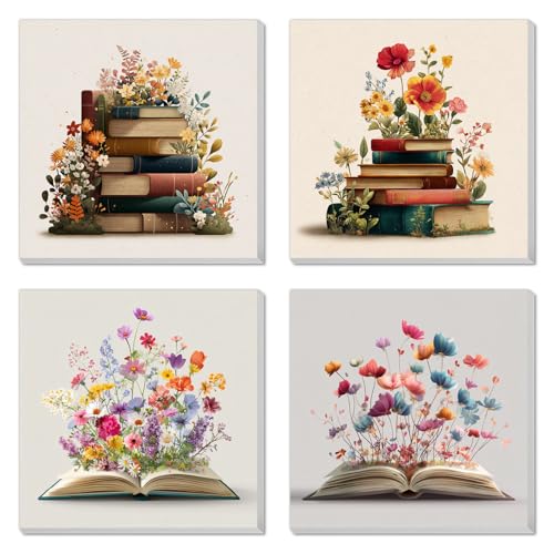 Banket 4 Pack Framed Paint By Numbers Kit for Adults Beginner Book Adult Paint By Number Kits on Canvas Flowers Painting By Numbers for Adults with Frame DIY Painting Kits for Home Wall Art 8x8 Inch - color: NZT0508, size: 8x8 Inch