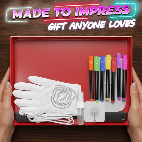 Upgraded 16-Inch LED Drawing Board Rechargeable – 7 Colors, 10 Lighting Effects, Adjustable Brightness – Acrylic Light Board for Tracing with Stand, Markers & Complete Set (Black) - style: Black