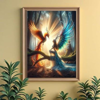 WPYTNM Diamond Painting Kit, 5D Fantasy Forest Phoenix and Goddess Art,DIY Handmade Full Drill, Canvas, 12x16 Inches, Art Deco Style, Adult - color: 5D Fantasy Forest Phoenix and Goddess Art,