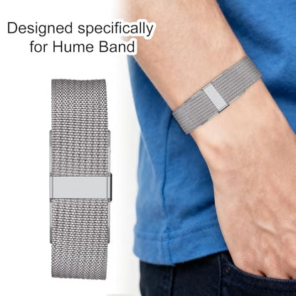 Replacement Nylon Loop for Hume Band, Soft Breathable Woven Wristband with Adjustable Metal Buckle for Hume Health Band Fitness Tracker All-Day Comfort Wear - color: grey