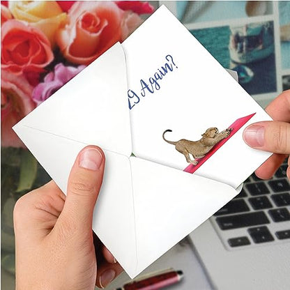 The Best Card Company - 1 Happy Birthday Greeting Card - Adorable Animals, Cute Bday Notecard with Envelope - Wildlife Yoga Lioness C7030JBDG - style: Wildlife Yoga Lioness