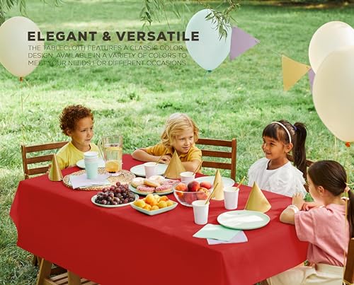 Utopia Kitchen Plastic Table Cloth Disposable [Red, 6 Pack] | Rectangle Tablecloth Waterproof Stain Resistant Party Table Cover - color: Red, size: 54X108 Inch - 6PC