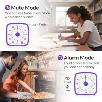 Yunbaoit Visual Timer with Night Light, 60 Minute Countdown, Purple - color: Purple