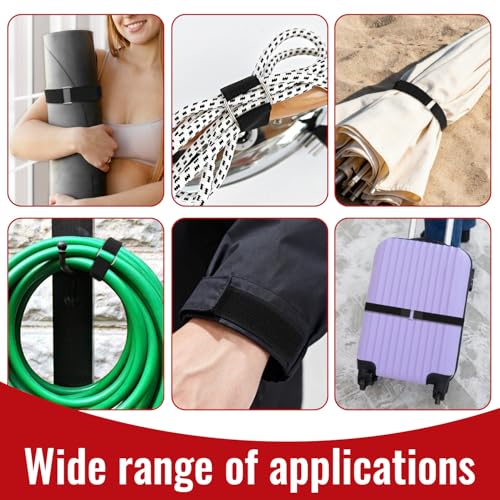 2" x32ft Hook and Loop Straps with Metal Buckles, Molle Cable Straps, Adjustable Fastening Cinch Strap, Reusable Nylon Securing Cord Ties, 2 inch Wide, Black with 20 Buckles - color: 2"x32ft, 20 Buckles