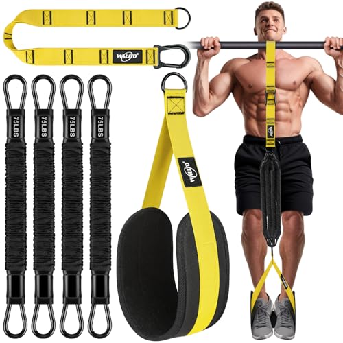 Pull Up Assistance Bands Set, Heavy Duty Adjustable Pull Up Assist Band with Feet Rest, Strength Training Bands for Home Gym Fitness, Pull-Up Bar, Calisthenics and Body Stretching - color: Yellow
