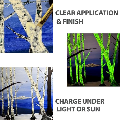 milo Glow in the Dark Acrylic Paint, Clear Phosphorescent Glow, 16oz Bottle | Glows UV in Black Light, Easy Light Glow Activated, Made in the USA, Safe & Non-Toxic, Painting in the Dark, Quart - style: Glow in the Dark 16 oz