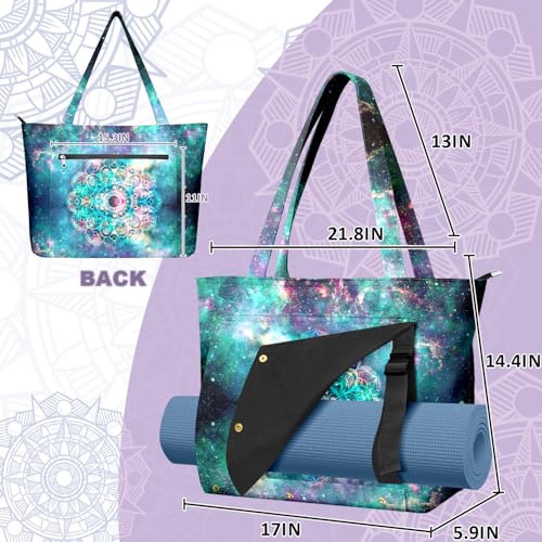 Yoga Bag for Women, Large Canvas Yoga Mat Tote Bag with Yoga Mat Carrier | Large Mat Pocket Fitness Tote for Pilates, Gym, Travel, Office & Beach - color: Colorful Texture