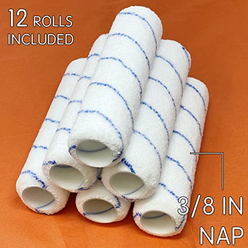 Allgala Paint Rollers 9 inch 3/8 Nap 12 Pack Shedless Lint Free Microfiber Paint Roller Covers for Paint Roller Kit House Painting Project - size: 9" Microfiber (Pack of 12)