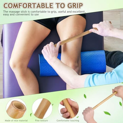 Massage Stick: Bamboo Massage Roller Stick - Full Body Massager Tool for Relax Muscles