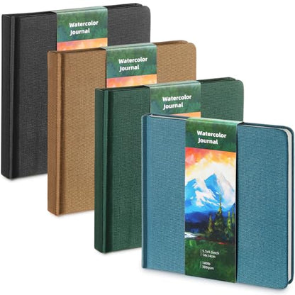 Mooliwe 4Pcs Watercolor Journal 5.5"x5.5" Watercolor Sketchbook,Dark Green - color: Dark Green