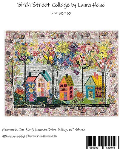 Birch Street Collage Laura Heine Fused Art Quilt Pattern, Finishes 38" x 50"