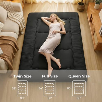 XICIKIN 2.5" Japanese Floor Mattress, Japanese Futon Mattress - color: Black, size: Twin（80" x 39"）