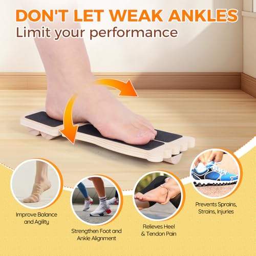 Ankle Strengthener & Axis Boar, Recovery For Sprains & Plantar Fasciitis | Ankle Balance Board & Sidekick Ankle Board Used For Strengthening And Stabilizing Bare Joints - Includes Exercise Guide