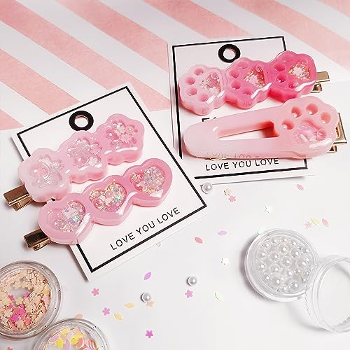 Hair Clips Resin Shaker Molds Set Barrette Pack of 12 Epoxy Silicone Trays Precision Tip Applicator Bottle Kit Bundle - color: Hair Clips Craft Pack of 12