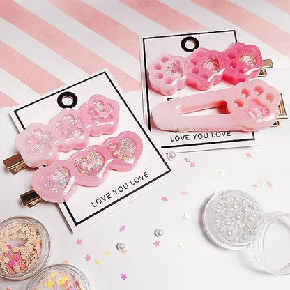 Hair Clips Resin Shaker Molds Set Barrette Pack of 12 Epoxy Silicone Trays Precision Tip Applicator Bottle Kit Bundle - color: Hair Clips Craft Pack of 12