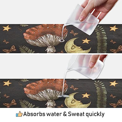 Yoga Mat Towel Retro Mushroom Moon, 73" x 27" - color: Retro Mushroom Moon