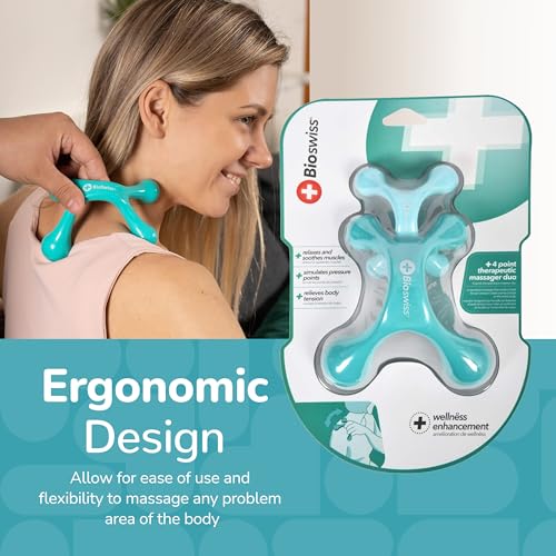 BioSwiss 2-Pack Handheld Full Body Massager, 4-Leg Pressure Point Tool for Back, Neck, and Shoulder, Includes 1 Large and 1 Small - style: 2-Pack Full Body Massager