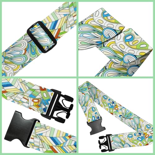 6 Pieces Luggage Straps Patterned Luggage Strap Suitcase Straps Luggage Belt Adjustable Travel Luggage Belt Strap with Quick Release Buckle, 2 inches Wide by 72 inches Long (Feather Style) - style: Feather Style