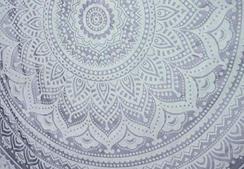 Popular Handicrafts Tapestry Wall Hanging Hippie Ombre Metallic Mandala Bohemian Hippy Intricate Indian Tapestries Bedspread 84 x 90 Inches (215cm x 230cm) Silver - color: Silver, size: 90"L x 84"W