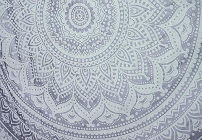 Popular Handicrafts Tapestry Wall Hanging Hippie Ombre Metallic Mandala Bohemian Hippy Intricate Indian Tapestries Bedspread 84 x 90 Inches (215cm x 230cm) Silver - color: Silver, size: 90"L x 84"W