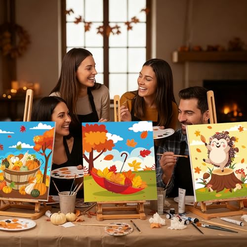 Sherr 12 Pcs Pre Drawn Canvas for Adults,Autumn Harvest,8 x 10 Inch | Pre Printed Canvas, Sip and Paint Party Canvas Painting Kit, for Holiday Painting Crafts Favor - size: 8 x 10 Inch, style: Autumn Harvest
