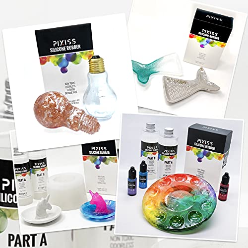 Pixiss Silicone Mold Making Kit Liquid Silicone Rubber Bubble Free Translucent Clear Mold Making Silicone-Mixing Ratio 1:1-Molding Silicone for Resin Molds,Silicone Molds DIY(21.16oz) - size: 0.6kg Kit