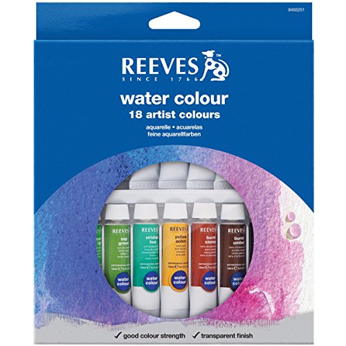 Reeves 18-Pack Water Color Tube Set, 10ml (8494251) - size: 18 Tubes, style: Water Colour