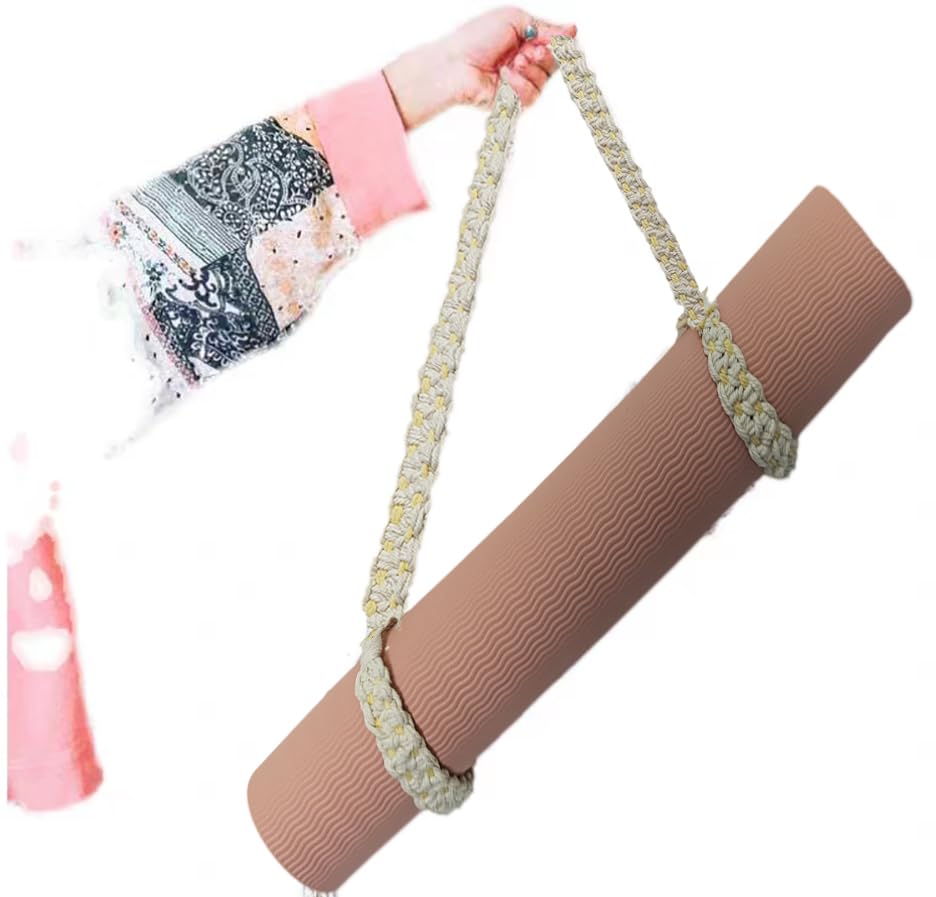 kiido Macrame Yoga Mat Carrying Strap [MAT NOT Included], Hand Woven Multi-use Strap/Carrier for Your Yoga Mat, Exercise Mat - color: Ivory