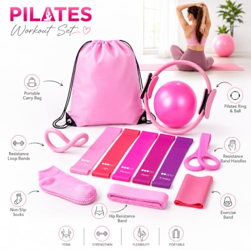 Pilates Bar Kit for Home Workouts, Pilates Equipment Set for Women