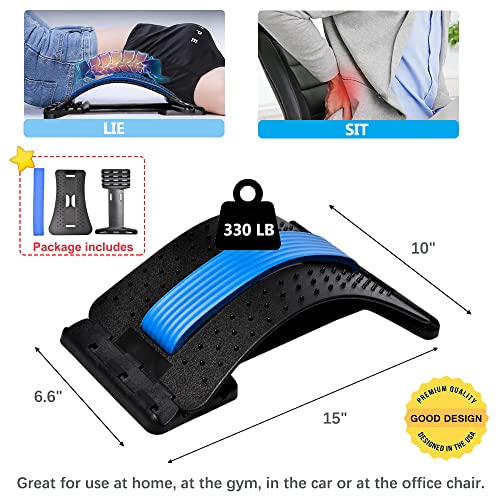 JUMPOW Back Stretcher for Lower Back Pain Relief,4 Level Lumbar Board - color: Black, Blue-4 Level
