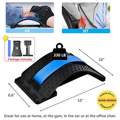 JUMPOW Back Stretcher for Lower Back Pain Relief,4 Level Lumbar Board - color: Black, Blue-4 Level
