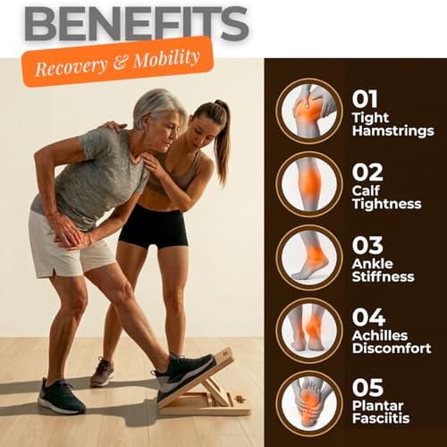 Slant Board for Adults & Ankle Board - Portable Velour Board for Squats, & Lower Body Training