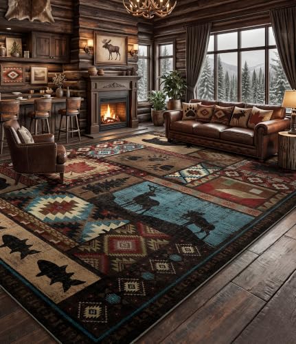 YIHOUSE 10x14 Rustic Cabin Area Rugs for Living Room, Brown - color: Brown, size: 10' x 14' (Rectangular)